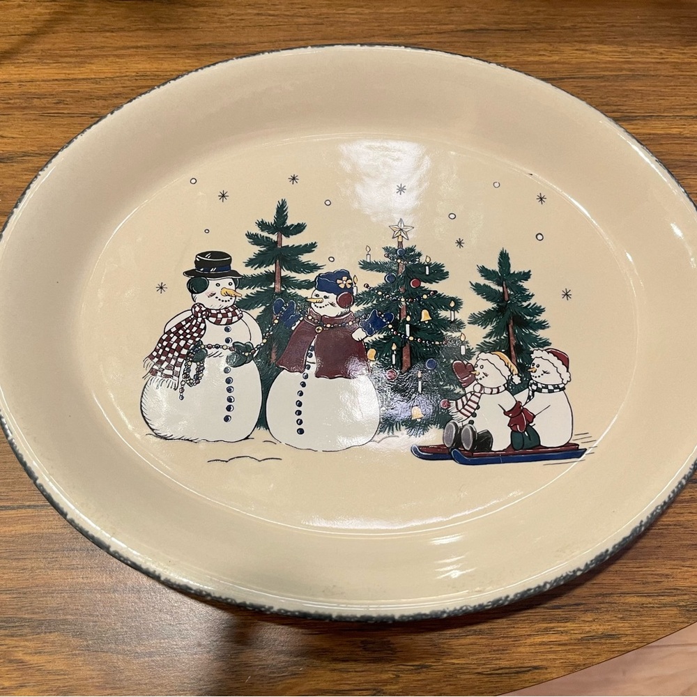 Home & Garden Party oval snowman platter 12.75 “ by 10.5”